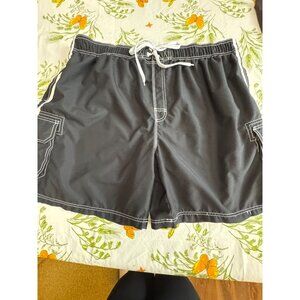 Op Mens Swim Trunks With White Stitching Drawstring Waist & Dual  Navy Blue 3X